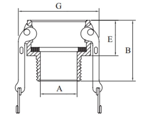 Aluminium Camlock Fitting Type B Female Coupling x Male BSP Thread - Drawing