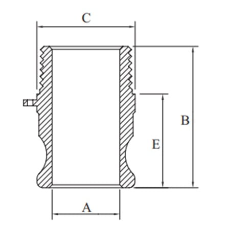 Aluminium Camlock Fitting Type F Male Adaptor x Male BSP - Drawing