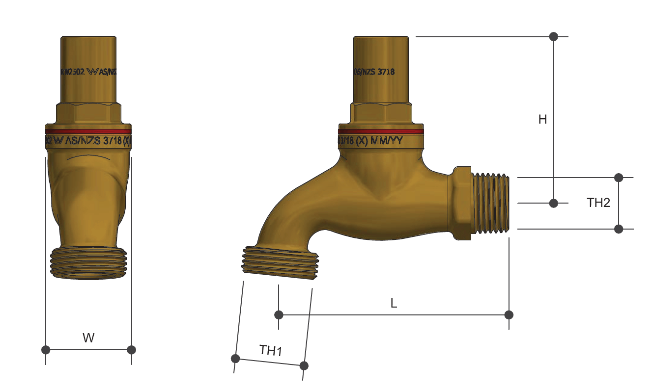 Brass Vandal Proof Tap and Key Kit Watermark - Drawing