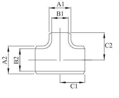 Carbon Steel Butt Weld Reducing Tee Standard - Drawing