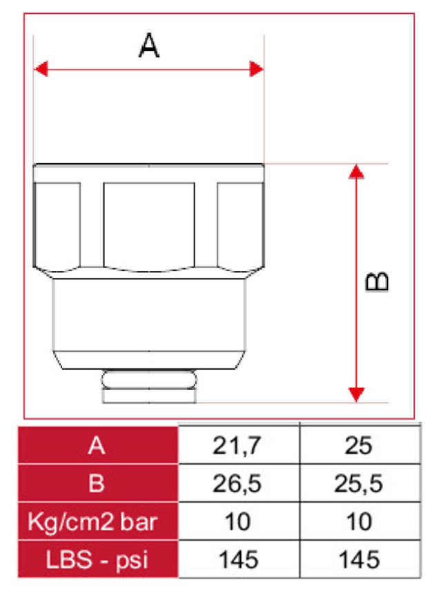 iTap Non-return Check Valve Nickel Plated Brass Automatic - Drawing